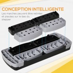 HOMCOM Stepper Fitness Aerobic Hauteur Reglable Surface Antiderapante 80 X 31 X 20 Cm Noir Gris Clair - Noir 11 HOMCOM Stepper Fitness Aerobic Hauteur Reglable Surface Antiderapante 80 X 31 X 20 Cm Noir Gris Clair - Noir -France HOMCOM Soldes 2022 4904976 5