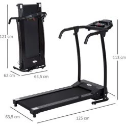 HOMCOM Tapis De Course électrique Pliable 440 W Tapis Roulant Motorisé Vitesse Réglable 1-10 Km/h écran LCD Multifonction 12 Programmes Prédéfinis Support IPad Porte-gobelet Châssis Acier Noir - Noir -France HOMCOM Soldes 2022 4904983 3