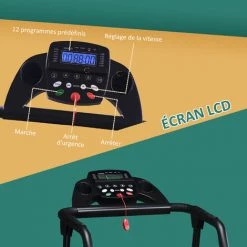 HOMCOM Tapis De Course électrique Pliable 440 W Tapis Roulant Motorisé Vitesse Réglable 1-10 Km/h écran LCD Multifonction 12 Programmes Prédéfinis Support IPad Porte-gobelet Châssis Acier Noir - Noir -France HOMCOM Soldes 2022 4904983 4