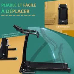 HOMCOM Tapis De Course électrique Pliable 440 W Tapis Roulant Motorisé Vitesse Réglable 1-10 Km/h écran LCD Multifonction 12 Programmes Prédéfinis Support IPad Porte-gobelet Châssis Acier Noir - Noir -France HOMCOM Soldes 2022 4904983 5