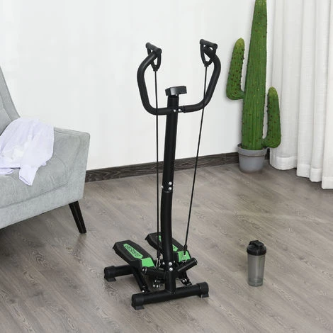 HOMCOM Mini Stepper Avec Guidon, Extenseurs, écran LCD Multifonction Et Tapis Antidérapant Noir Et Vert 4 HOMCOM Mini Stepper Avec Guidon, Extenseurs, écran LCD Multifonction Et Tapis Antidérapant Noir Et Vert – Image 2
