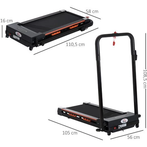 HOMCOM Tapis De Course électrique De Marche 370 W Pliable Télécommande écran LCD Vitesse 1-6 Km/h Acier Noir - Noir 5 HOMCOM Tapis De Course électrique De Marche 370 W Pliable Télécommande écran LCD Vitesse 1-6 Km/h Acier Noir - Noir – Image 3