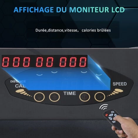 HOMCOM Tapis De Course électrique De Marche 370 W Pliable Télécommande écran LCD Vitesse 1-6 Km/h Acier Noir - Noir 7 HOMCOM Tapis De Course électrique De Marche 370 W Pliable Télécommande écran LCD Vitesse 1-6 Km/h Acier Noir - Noir – Image 5