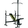HOMCOM Banc De Musculation Fitness Entrainement Complet Dossier Réglable Cordes Traction Curler Supports Barre Et Haltères Noir Et Jaune - Noir -France HOMCOM Soldes 2022 4904991 1