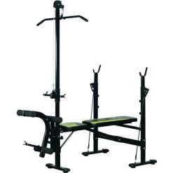 HOMCOM Banc De Musculation Fitness Entrainement Complet Dossier Réglable Cordes Traction Curler Supports Barre Et Haltères Noir Et Jaune - Noir -France HOMCOM Soldes 2022 4904991 4