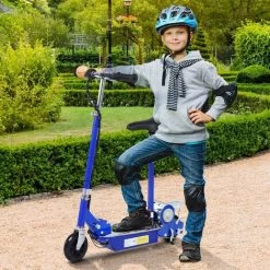 HOMCOM Trottinette électrique 120 W Pliable Pour Enfant De 7 à 12 Ans Hauteur Guidon Et Selle Réglable 10 Km/h Max. Bleu - Bleu -France HOMCOM Soldes 2022 4905002 2