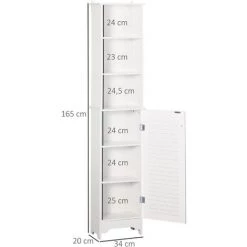 HOMCOM Meuble Colonne Salle De Bain 3 Niches Placard Porte Persienne 3 étagères MDF Panneaux De Particules Blanc 9 HOMCOM Meuble Colonne Salle De Bain 3 Niches Placard Porte Persienne 3 étagères MDF Panneaux De Particules Blanc -France HOMCOM Soldes 2022 49183592 3