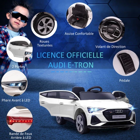 HOMCOM Voiture Véhicule électrique Enfant E-tron Sportback S Line 12 V - V. Max. 8 Km/h - Effets Sonores, Lumineux - Télécommande, Port USB, MP3 - Blanc - Blanc 6 HOMCOM Voiture Véhicule électrique Enfant E-tron Sportback S Line 12 V - V. Max. 8 Km/h - Effets Sonores, Lumineux - Télécommande, Port USB, MP3 - Blanc - Blanc – Image 4