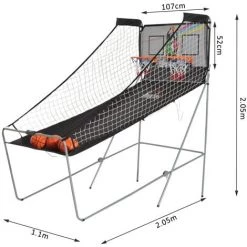 HOMCOM Panier De Basket Pliable Jeu De Basketball Arcade Double Shootout Double Panier Compteur électronique 4 Ballons Et Pompe Acier Noir Et Blanc -France HOMCOM Soldes 2022 4985263 3