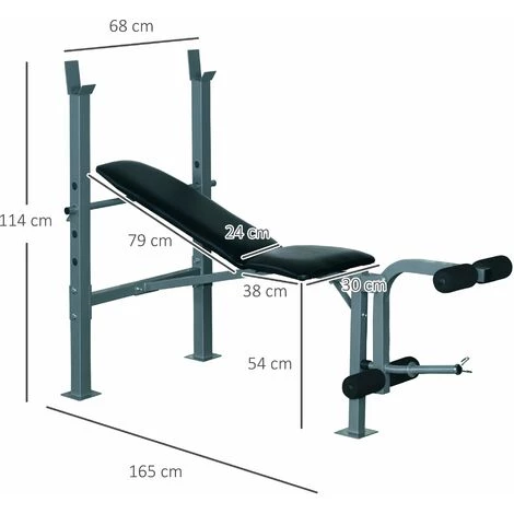 HOMCOM Banc De Musculation Fitness Entrainement Complet Dossier Réglable Curler 5 HOMCOM Banc De Musculation Fitness Entrainement Complet Dossier Réglable Curler – Image 3