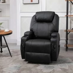 HOMCOM Fauteuil Luxe De Relaxation Et Massage Inclinaison Dossier Repose-pied électrique Revêtement Synthétique Noir - Noir 11 HOMCOM Fauteuil Luxe De Relaxation Et Massage Inclinaison Dossier Repose-pied électrique Revêtement Synthétique Noir - Noir -France HOMCOM Soldes 2022 49904365 5