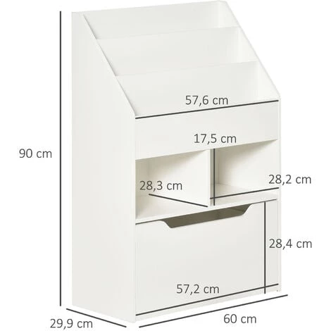 HOMCOM Bibliothèque étagère Multi-rangement 3 étagères 2 Niches Grand Tiroir MDF Blanc 5 HOMCOM Bibliothèque étagère Multi-rangement 3 étagères 2 Niches Grand Tiroir MDF Blanc – Image 3