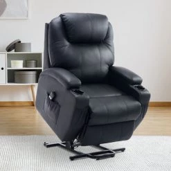 HOMCOM Fauteuil Releveur électrique Fauteuil De Relaxation Inclinable Repose-pied Relevable Grand Confort Télécommande Revêtement Synthétique Noir 10 HOMCOM Fauteuil Releveur électrique Fauteuil De Relaxation Inclinable Repose-pied Relevable Grand Confort Télécommande Revêtement Synthétique Noir -France HOMCOM Soldes 2022 50146592 4