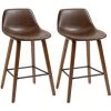 HOMCOM Lot De 2 Tabourets De Bar Vintage Avec Repose-pied Structure Bois Revêtement Synthétique Marron Effet Vieilli -France HOMCOM Soldes 2022 50904480 1