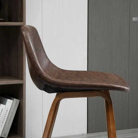 HOMCOM Lot De 2 Tabourets De Bar Vintage Avec Repose-pied Structure Bois Revêtement Synthétique Marron Effet Vieilli 6 HOMCOM Lot De 2 Tabourets De Bar Vintage Avec Repose-pied Structure Bois Revêtement Synthétique Marron Effet Vieilli – Image 4