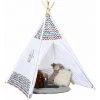 HOMCOM Tente Teepee Indien Enfant Style Graphique - Dim. 1,2L X 1,2I X 1,55H M - Porte Refermable, Fenêtre - Structure Bois, Toile Polyester Coton Blanc Multicolore -France HOMCOM Soldes 2022 50908882 1