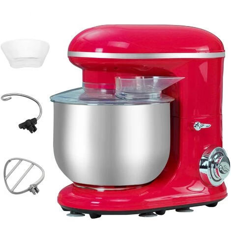 HOMCOM Robot Patissier Multifonctions 1200W - Robot Cuisine Capacité XL 5,5L - 6 Vitesses - Batteur, Couvercle Anti-projections, Crochet Pétrisseur - Transmission Directe - Acier Inox. ABS Rouge 3 HOMCOM Robot Patissier Multifonctions 1200W - Robot Cuisine Capacité XL 5,5L - 6 Vitesses - Batteur, Couvercle Anti-projections, Crochet Pétrisseur - Transmission Directe - Acier Inox. ABS Rouge