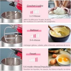 HOMCOM Robot Patissier Multifonctions 1200W - Robot Cuisine Capacité XL 5,5L - 6 Vitesses - Batteur, Couvercle Anti-projections, Crochet Pétrisseur - Transmission Directe - Acier Inox. ABS Rouge 11 HOMCOM Robot Patissier Multifonctions 1200W - Robot Cuisine Capacité XL 5,5L - 6 Vitesses - Batteur, Couvercle Anti-projections, Crochet Pétrisseur - Transmission Directe - Acier Inox. ABS Rouge -France HOMCOM Soldes 2022 50908974 5