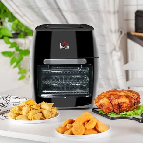 HOMCOM Friteuse à Air 1800W 11L - Friteuse Sans Huile Multifonction 8 Programmes - Nombreux Accessoires - Température Réglable - Timer 60 Min. - Noir 4 HOMCOM Friteuse à Air 1800W 11L - Friteuse Sans Huile Multifonction 8 Programmes - Nombreux Accessoires - Température Réglable - Timer 60 Min. - Noir – Image 2