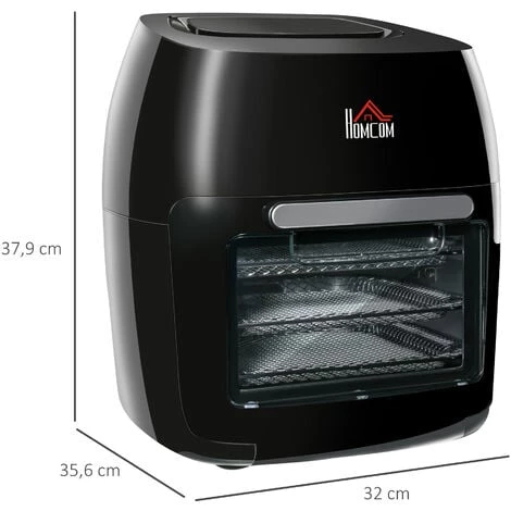 HOMCOM Friteuse à Air 1800W 11L - Friteuse Sans Huile Multifonction 8 Programmes - Nombreux Accessoires - Température Réglable - Timer 60 Min. - Noir 5 HOMCOM Friteuse à Air 1800W 11L - Friteuse Sans Huile Multifonction 8 Programmes - Nombreux Accessoires - Température Réglable - Timer 60 Min. - Noir – Image 3