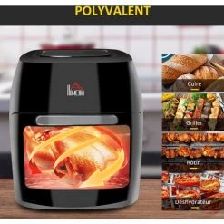 HOMCOM Friteuse à Air 1800W 11L - Friteuse Sans Huile Multifonction 8 Programmes - Nombreux Accessoires - Température Réglable - Timer 60 Min. - Noir 11 HOMCOM Friteuse à Air 1800W 11L - Friteuse Sans Huile Multifonction 8 Programmes - Nombreux Accessoires - Température Réglable - Timer 60 Min. - Noir -France HOMCOM Soldes 2022 50909003 5