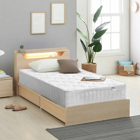 HOMCOM Matelas De Lit Simple Adulte Dim. 190L X 90l Cm - Matelas Ferme Mousse à Mémoire De Forme ép. 20 Cm - Ressorts Ensachés Coutil Stretch - Noyau Grand Confort Polyester Blanc 4 HOMCOM Matelas De Lit Simple Adulte Dim. 190L X 90l Cm - Matelas Ferme Mousse à Mémoire De Forme ép. 20 Cm - Ressorts Ensachés Coutil Stretch - Noyau Grand Confort Polyester Blanc – Image 2