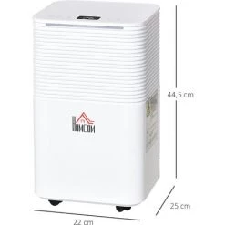 HOMCOM Déshumidificateur Portable électrique Silencieux 200W Capacité Max. Réservoir 2L évacuation Continue 12L/24H Idéal Pièces 12 M² Max. Blanc - Blanc -France HOMCOM Soldes 2022 50909010 3