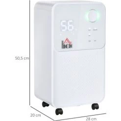 HOMCOM Déshumidificateur Portable électrique Silencieux 270W Capacité Max. Réservoir 2L évacuation Continue 16L/24H Idéal Pièces 16 M² Max. Blanc -France HOMCOM Soldes 2022 50909012 3
