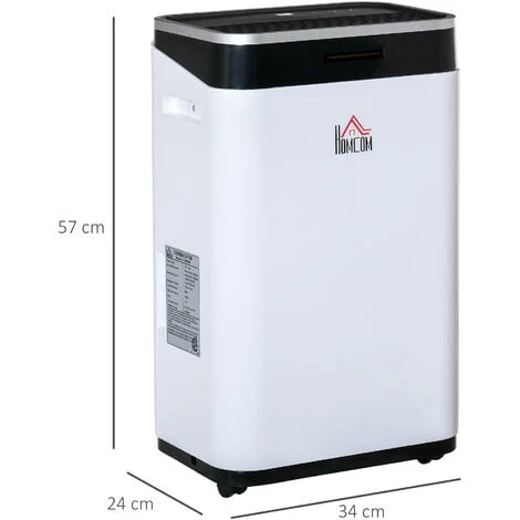 HOMCOM Déshumidificateur Portable électrique Silencieux 380W Capacité Max. Réservoir 6,5L évacuation Continue 25L/24H Idéal Pièces 25 M² Max. Blanc Noir 5 HOMCOM Déshumidificateur Portable électrique Silencieux 380W Capacité Max. Réservoir 6,5L évacuation Continue 25L/24H Idéal Pièces 25 M² Max. Blanc Noir – Image 3