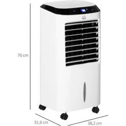 HOMCOM Ventilateur Rafraichisseur Humidificateur Ioniseur 4 En 1 Avec Télécommande - Portable Silencieux Oscillant 60W - Capacité Max. Réservoir 10L - Idéal Pièces 20 M² Max. - Blanc Noir -France HOMCOM Soldes 2022 50909026 3