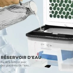 HOMCOM Ventilateur Rafraichisseur Humidificateur Ioniseur 4 En 1 Avec Télécommande - Portable Silencieux Oscillant 60W - Capacité Max. Réservoir 10L - Idéal Pièces 20 M² Max. - Blanc Noir -France HOMCOM Soldes 2022 50909026 5