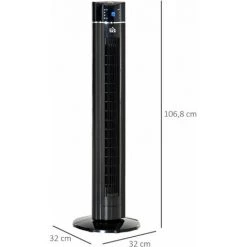 HOMCOM Ventilateur Colonne Ioniseur 2 En 1 - Oscillant Silencieux 60W - Télécommande, Panneau Contrôle Tactile, Timer - 3 Modes, 3 Vitesses - Noir - Noir -France HOMCOM Soldes 2022 50909027 3