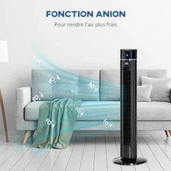 HOMCOM Ventilateur Colonne Ioniseur 2 En 1 - Oscillant Silencieux 60W - Télécommande, Panneau Contrôle Tactile, Timer - 3 Modes, 3 Vitesses - Noir - Noir -France HOMCOM Soldes 2022 50909027 4