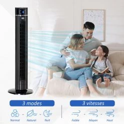 HOMCOM Ventilateur Colonne Ioniseur 2 En 1 - Oscillant Silencieux 60W - Télécommande, Panneau Contrôle Tactile, Timer - 3 Modes, 3 Vitesses - Noir - Noir -France HOMCOM Soldes 2022 50909027 5
