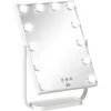 HOMCOM Miroir Maquillage Hollywood Lumineux LED Tactile - 3 Modes éclairage, Inclinable, Adaptateur - Métal Blanc Verre