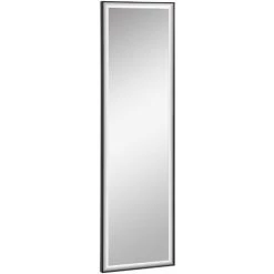 HOMCOM Miroir Mural Dim. 120L X 35l Cm - Film Sécurité Anti Déflagrant, Système Attache Inclus - Cadre Alliage Alu. Noir - Noir