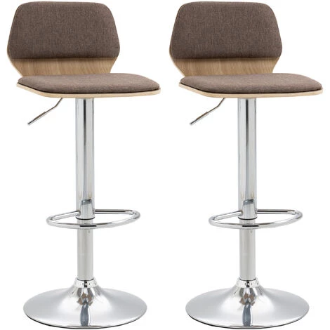 HOMCOM Lot De 2 Tabourets De Bar Design Contemporain Hauteur D'assise Réglable Pivotant 360° Revêtement Assise Dossier Polyester Taupe Structure Aspect Bois Clair - Marron 3 HOMCOM Lot De 2 Tabourets De Bar Design Contemporain Hauteur D'assise Réglable Pivotant 360° Revêtement Assise Dossier Polyester Taupe Structure Aspect Bois Clair - Marron