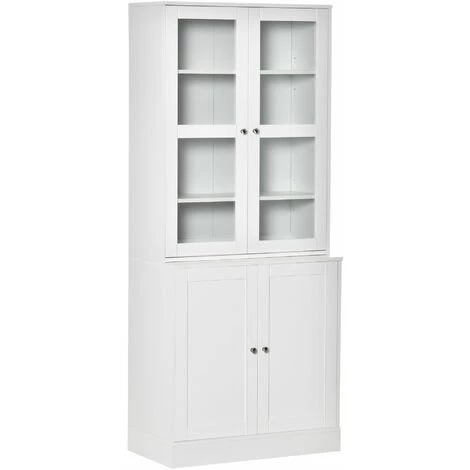 HOMCOM Bibliothèque Vitrine Multi-rangement - 2 Portes Verre, 2 Portes Bois, 4 étagères Réglables - MDF Blanc - Blanc 3 HOMCOM Bibliothèque Vitrine Multi-rangement - 2 Portes Verre, 2 Portes Bois, 4 étagères Réglables - MDF Blanc - Blanc