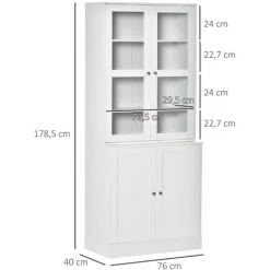 HOMCOM Bibliothèque Vitrine Multi-rangement - 2 Portes Verre, 2 Portes Bois, 4 étagères Réglables - MDF Blanc - Blanc 9 HOMCOM Bibliothèque Vitrine Multi-rangement - 2 Portes Verre, 2 Portes Bois, 4 étagères Réglables - MDF Blanc - Blanc -France HOMCOM Soldes 2022 50909070 3