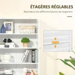 HOMCOM Bibliothèque Vitrine Multi-rangement - 2 Portes Verre, 2 Portes Bois, 4 étagères Réglables - MDF Blanc - Blanc 11 HOMCOM Bibliothèque Vitrine Multi-rangement - 2 Portes Verre, 2 Portes Bois, 4 étagères Réglables - MDF Blanc - Blanc -France HOMCOM Soldes 2022 50909070 5