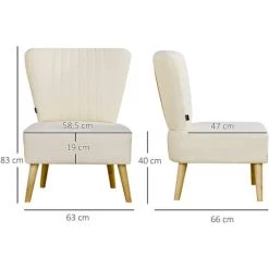 HOMCOM Fauteuil Lounge Design Scandinave Pieds Effilés Bois Massif Bouleau Revêtement Tissu Polyester Aspect Lin Beige - Beige -France HOMCOM Soldes 2022 50909072 3