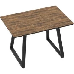 HOMCOM Table Repas Extensible Design Industriel Dim. 120/160L X 80l X 76H Cm Piètement Métal Noir Trapèze Plateau MDF Effet Boisé