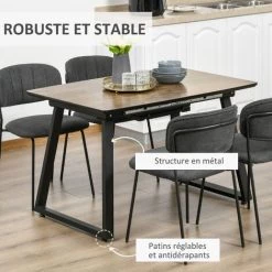 HOMCOM Table Repas Extensible Design Industriel Dim. 120/160L X 80l X 76H Cm Piètement Métal Noir Trapèze Plateau MDF Effet Boisé 11 HOMCOM Table Repas Extensible Design Industriel Dim. 120/160L X 80l X 76H Cm Piètement Métal Noir Trapèze Plateau MDF Effet Boisé -France HOMCOM Soldes 2022 51254795 5