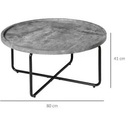 HOMCOM Table Basse Ronde Design Dim. Ø 80 X 41H Cm Piètement Croisé Métal Noir Plateau MDF Effet Béton Ciré - Gris 9 HOMCOM Table Basse Ronde Design Dim. Ø 80 X 41H Cm Piètement Croisé Métal Noir Plateau MDF Effet Béton Ciré - Gris -France HOMCOM Soldes 2022 51254796 3