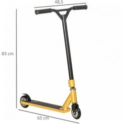 HOMCOM Trottinette Patinette Freestyle - 2 Roues PU - Guidon Pivotant 360° - Repose-pied Antidérapant - Frein Friction AR - Alu. Noir Doré -France HOMCOM Soldes 2022 51254838 3
