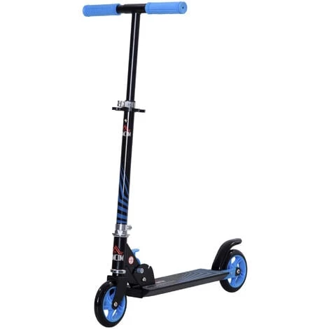 HOMCOM Trottinette Pliable Enfant 3-6 Ans Frein à Friction Arrière Hauteur Guidon Réglable 3 Niv. Acier Noir Bleu - Bleu 3 HOMCOM Trottinette Pliable Enfant 3-6 Ans Frein à Friction Arrière Hauteur Guidon Réglable 3 Niv. Acier Noir Bleu - Bleu