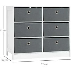 HOMCOM Meuble De Rangement Commode Design Contemporain Dim. 72L X 35l X 62H Cm 6 Tiroirs MDF Blanc Non Tissé Gris - Gris 9 HOMCOM Meuble De Rangement Commode Design Contemporain Dim. 72L X 35l X 62H Cm 6 Tiroirs MDF Blanc Non Tissé Gris - Gris -France HOMCOM Soldes 2022 52476521 3