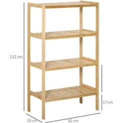 HOMCOM Etagère De Rangement 4 Niveaux Sur Pied - étagères à Lattes - Dim. 62L X 33l X 112H Cm - Bois De Bambou -France HOMCOM Soldes 2022 52476523 3