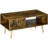 HOMCOM Table Basse Rectangulaire Style Industriel 2 Niches Piètement Effilé Bois De Peuplier Panneaux Particules Aspect Vieux Bois Veinage - Marron -France HOMCOM Soldes 2022 52476526 1