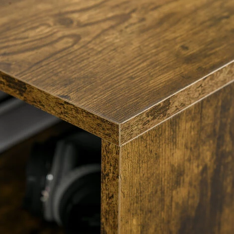 HOMCOM Table Basse Rectangulaire Style Industriel 2 Niches Piètement Effilé Bois De Peuplier Panneaux Particules Aspect Vieux Bois Veinage - Marron 6 HOMCOM Table Basse Rectangulaire Style Industriel 2 Niches Piètement Effilé Bois De Peuplier Panneaux Particules Aspect Vieux Bois Veinage - Marron – Image 4